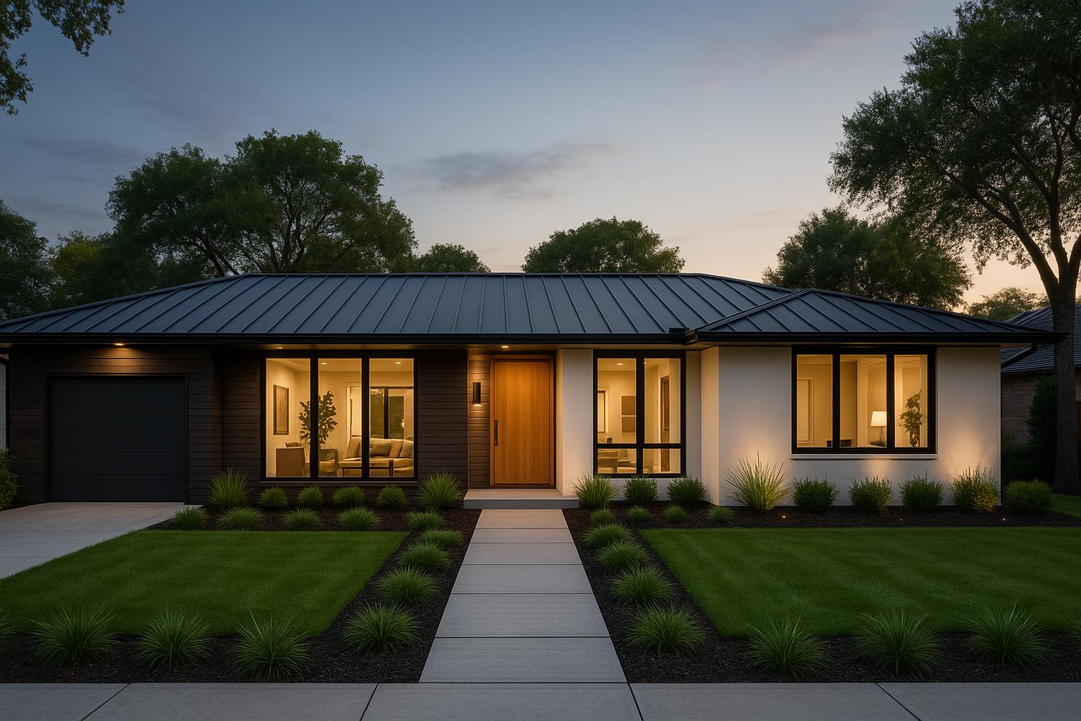 Modern Family Home - Contemporary single-story home with sleek design and modern landscaping